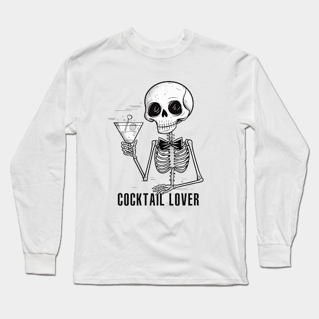 Cocktail skeleton Long Sleeve T-Shirt by Pictandra